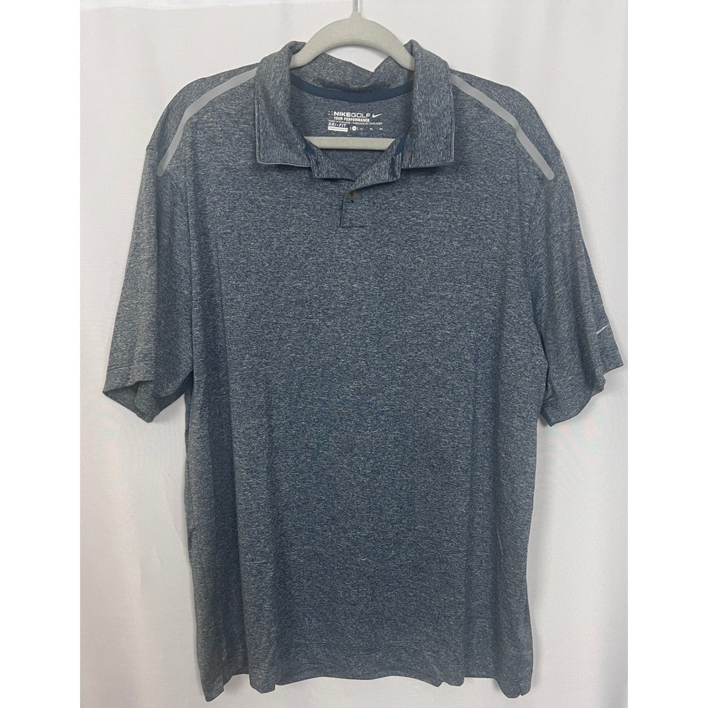 Nike Golf Tour Performance Dri-FIT Polo Shirt Mens XL Blue Heather Space Dye